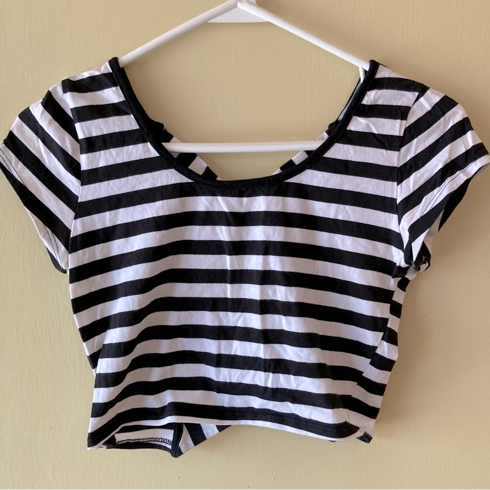 Charlotte Russe Striped Crossback Crop Top